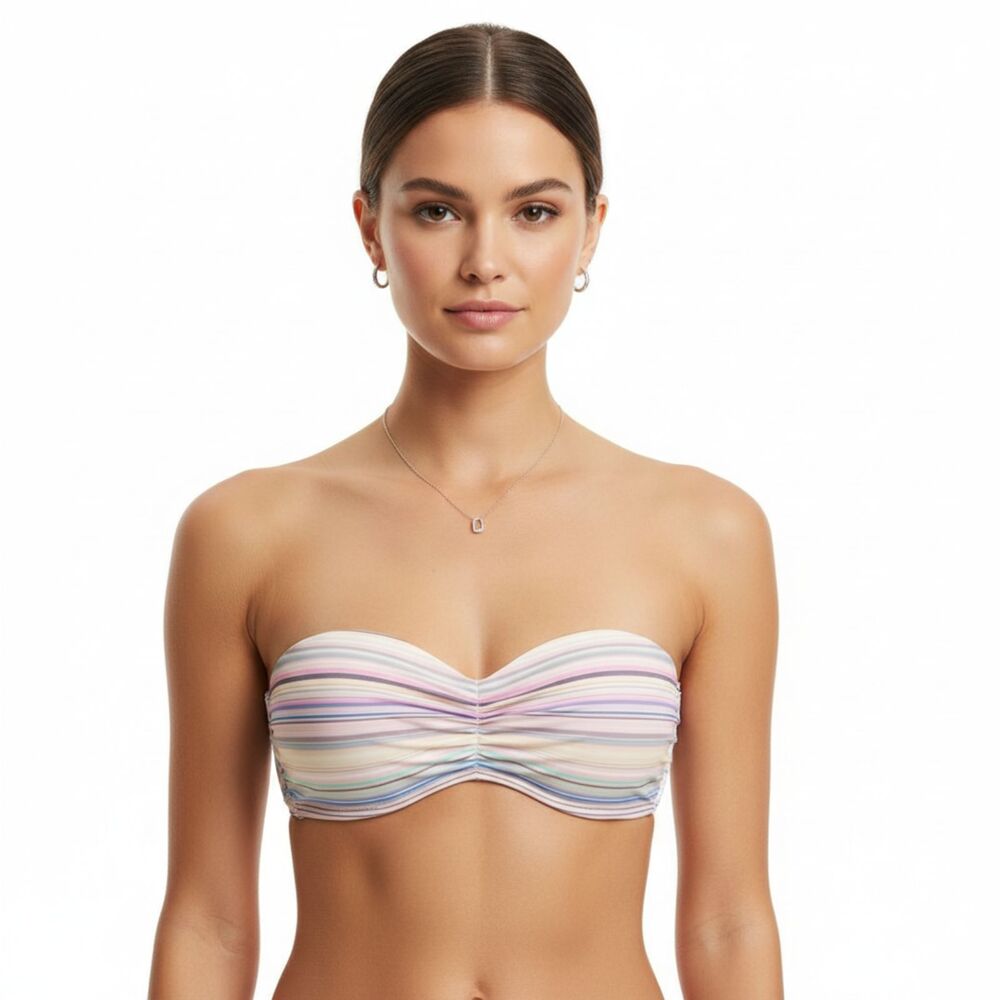 Victoriaβs Secret Pastel Striped Contour Underwire Bandeau Swim Topβ NEW 32B